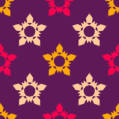 Seamless geometric pattern with decorative stars. Retro style artwork.