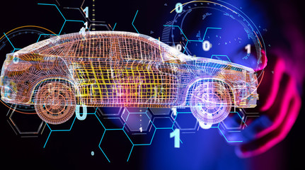 digital car technology smart in virtuel room