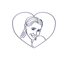 Mom and baby on a white background. Silhouette. Vector illustration.