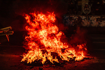 fire in fireplace