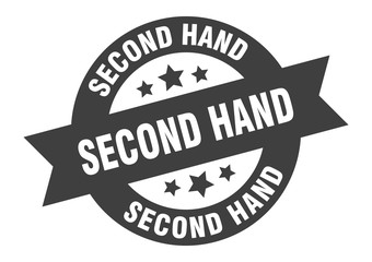 second hand sign. second hand round ribbon sticker. second hand tag
