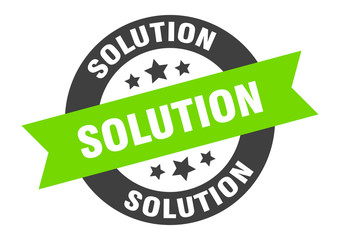 solution sign. solution round ribbon sticker. solution tag