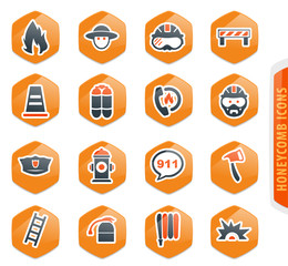 Fire brigade icons set