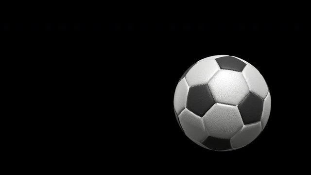 Textured realistic soccer ball UHD 3D animation with alpha matte