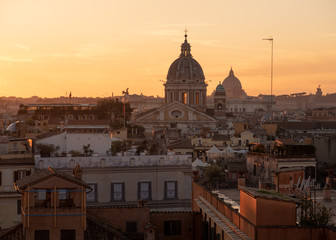 Fototapeta na wymiar Rome, Italy - Dec 26, 2019: Rome skyline during sunset. Rome, Italy.