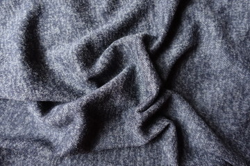 Jammed dark heather blue woolen fabric from above