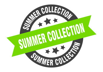 summer collection sign. summer collection round ribbon sticker. summer collection tag