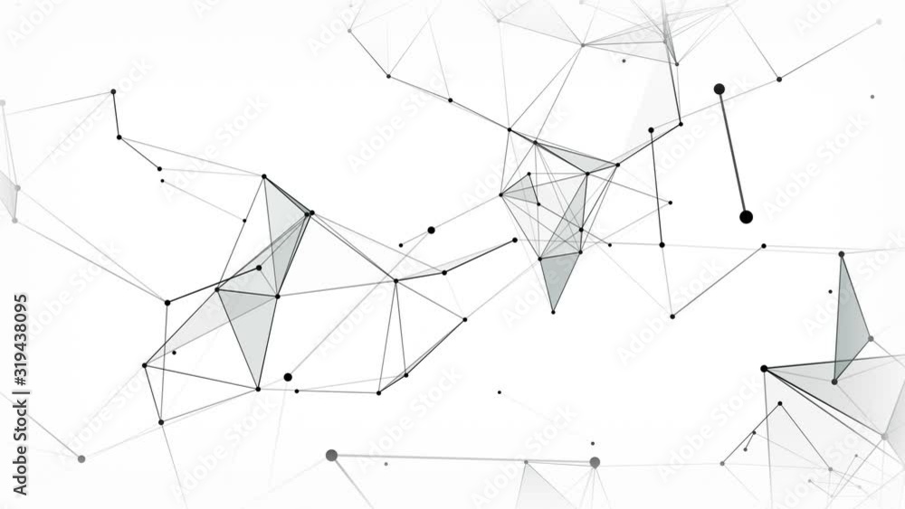 Aufkleber White abstract technology and engineering motion background with plexus elements and depth of field settings. 3D rendering.
