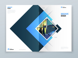 Brochure Cover Background Design. Blue Corporate Template Layout for Business Annual Report, Catalog, Magazine or Flyer Mockup. Vector Background.