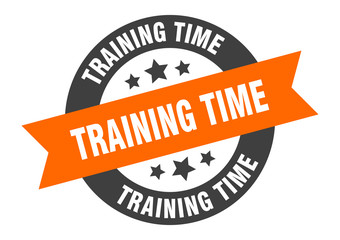 training time sign. training time round ribbon sticker. training time tag