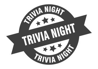 trivia night sign. trivia night round ribbon sticker. trivia night tag
