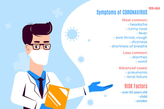 Coronavirus 2019-nCoV information banner. Flat style illustration.