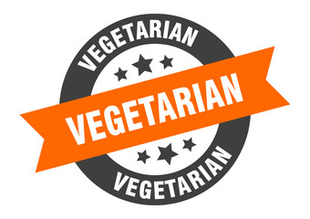 vegetarian sign. vegetarian round ribbon sticker. vegetarian tag