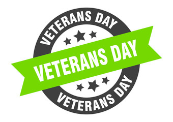 veterans day sign. veterans day round ribbon sticker. veterans day tag