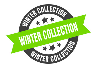 Obraz premium winter collection sign. winter collection round ribbon sticker. winter collection tag