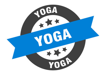 yoga sign. yoga round ribbon sticker. yoga tag