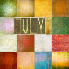 Textured, geometric image depicting the month of July. All twelve months available.