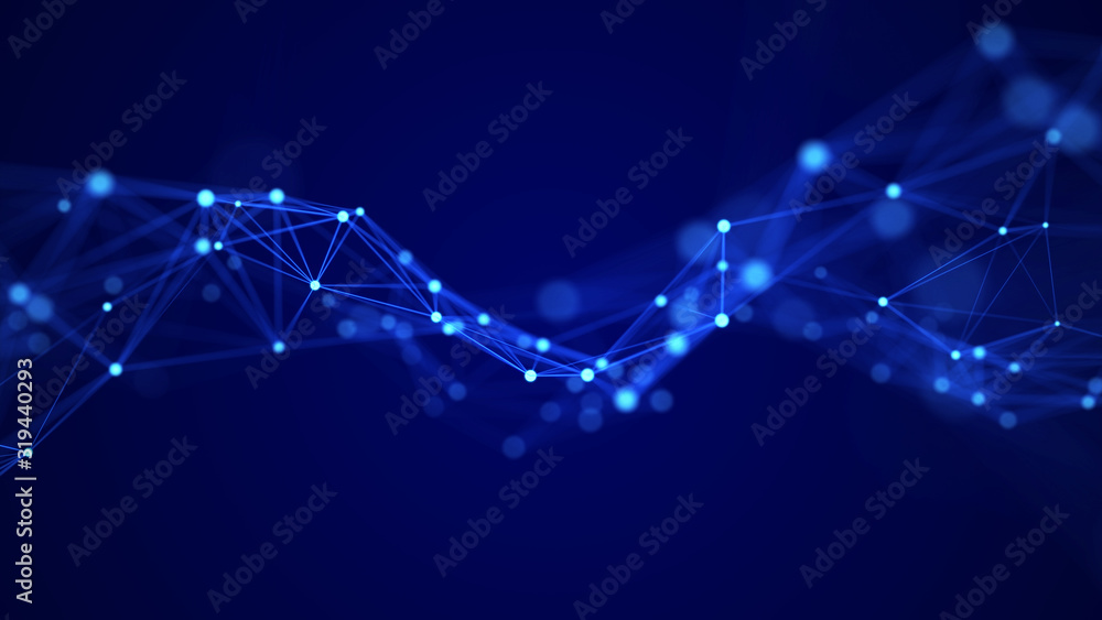 Aufkleber Network connection structure. Background for business event. Science background. Big data digital background. 3d rendering.
