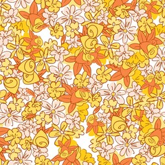 Fototapeta na wymiar Flowers background print for textile. The drawn small flowers beautiful illustration for the fabric. Design ornament pattern seamless. Vector.