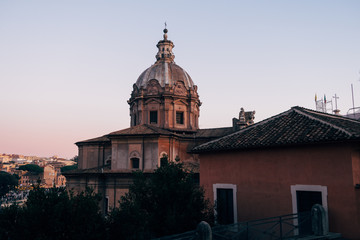 Fototapeta na wymiar Rome, Italy - Jan 1, 2020: Chiesa dei Santi Luca e Martina, in Rome, Italy