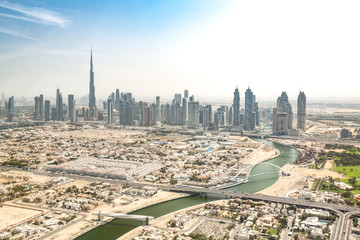 Fototapeta na wymiar Dubai Downtown Ausblick vom Helikopter