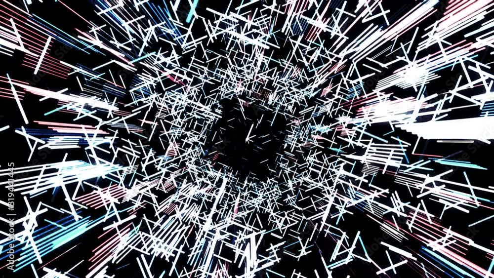 Poster abstract creative cosmic background with hyper jump into another galaxy. animation. speed of light, 
