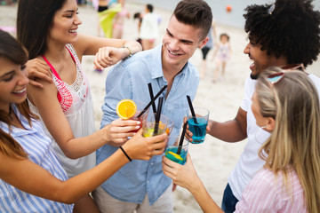 Happy people having fun in summer holidays. Friends, vacation, summer lifestyle and youth concept