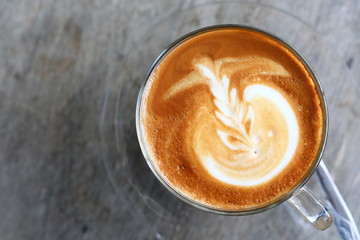 hot latte coffee in cafe