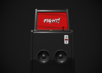 Arcade Machine Fight Screen Retro Gaming Style With Joystick and Buttons 3D Render