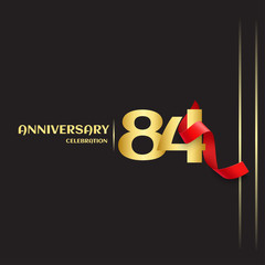 84 Year Anniversary Vector Template Design Illustration