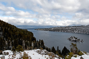 Winter landscape in Emerald Bay - Lake Tahoe - USA