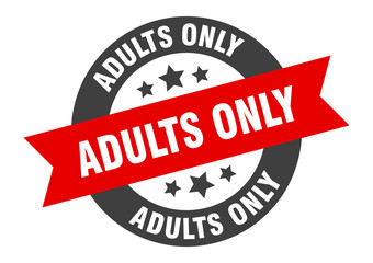 adults only sign. adults only round ribbon sticker. adults only tag
