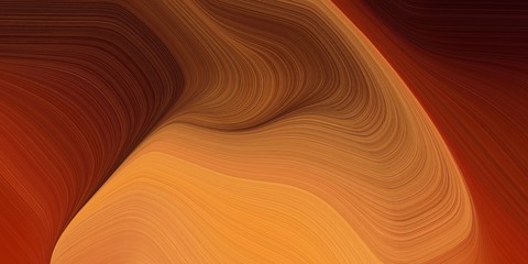 artistic flowing art with smooth swirl waves background design with chocolate, peru and very dark red color