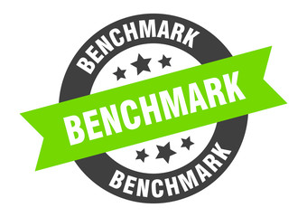 benchmark sign. benchmark round ribbon sticker. benchmark tag