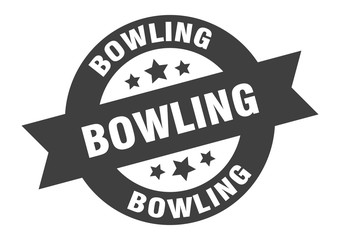 bowling sign. bowling round ribbon sticker. bowling tag