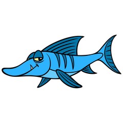 Sneaky Fish - A cartoon illustration of a sneaky tropical Fish.