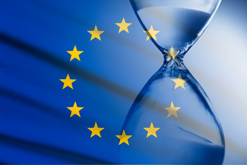Composite image of the EU flag and hourglass