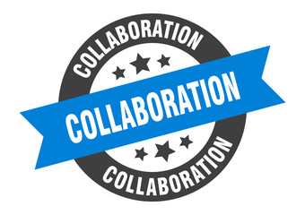 collaboration sign. collaboration round ribbon sticker. collaboration tag