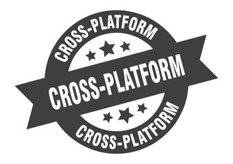 cross-platform sign. cross-platform round ribbon sticker. cross-platform tag