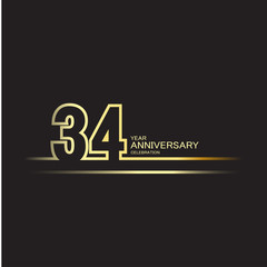 34 Year Anniversary Vector Template Design Illustration