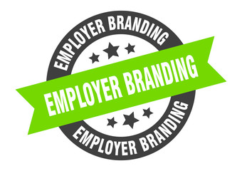 employer branding sign. employer branding round ribbon sticker. employer branding tag