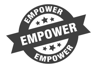 empower sign. empower round ribbon sticker. empower tag