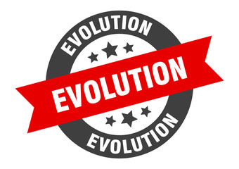evolution sign. evolution round ribbon sticker. evolution tag