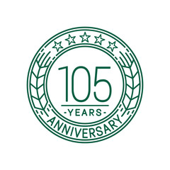 105 years anniversary celebration logo template. Line art vector and illustration.