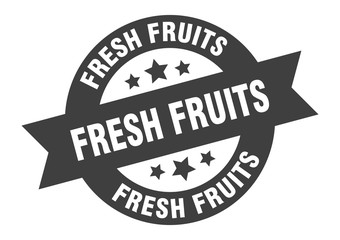 fresh fruits sign. fresh fruits round ribbon sticker. fresh fruits tag
