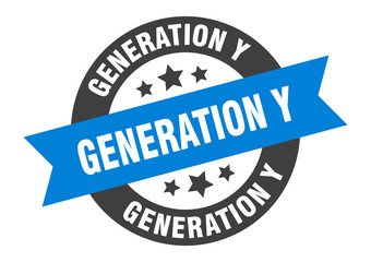 generation y sign. generation y round ribbon sticker. generation y tag
