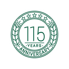 115 years anniversary celebration logo template. Line art vector and illustration.