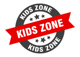 kids zone sign. kids zone round ribbon sticker. kids zone tag