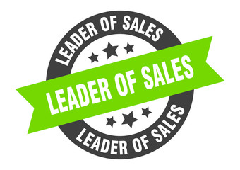 leader of sales sign. leader of sales round ribbon sticker. leader of sales tag