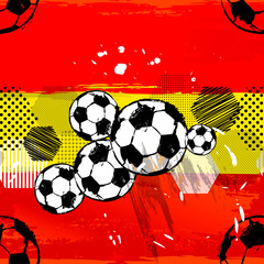 abstract background pattern, with soccer / football, paint strokes and splashes, grungy